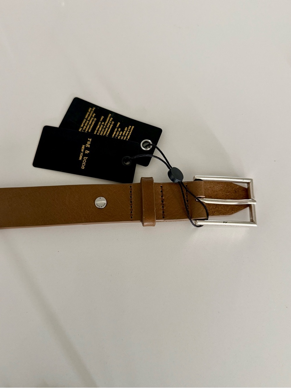 Rag and bone Brown Leather Men’s Belt with Silver Buckle